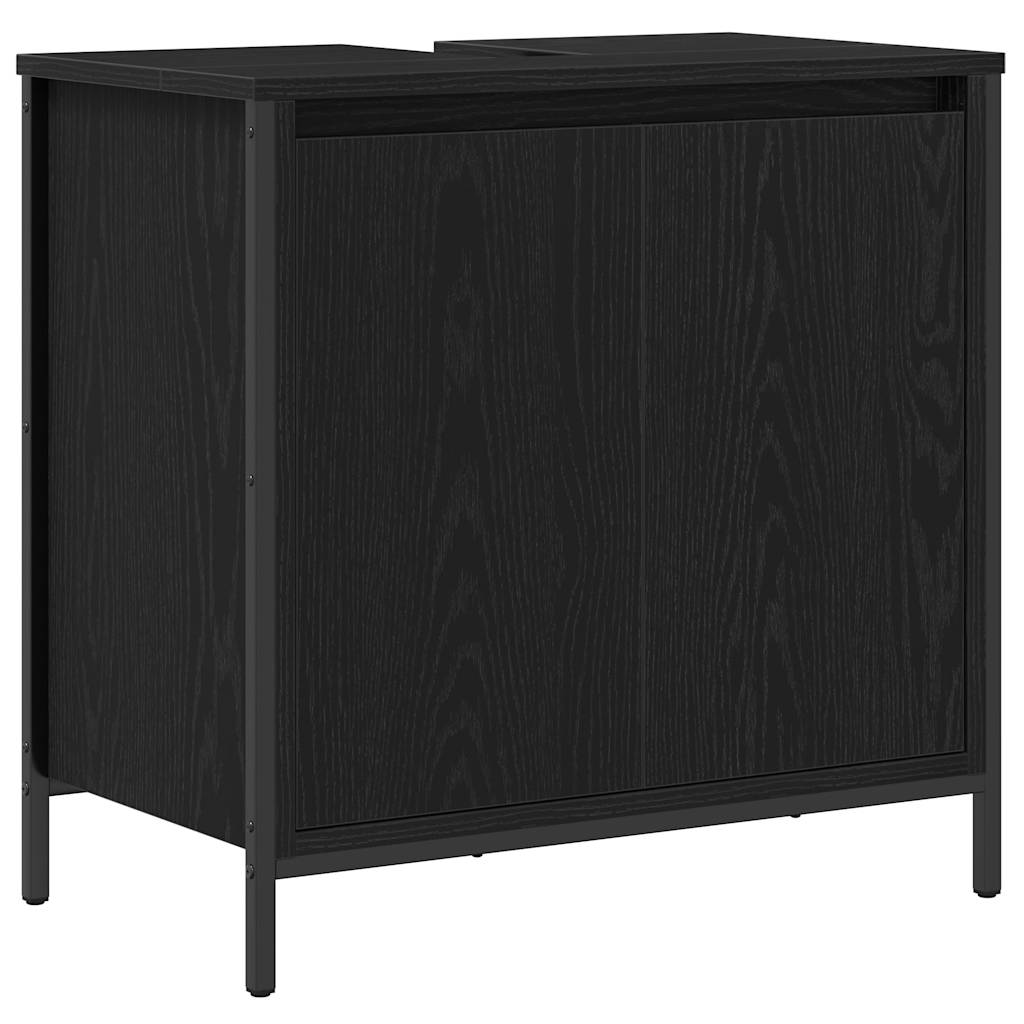 2-delige Badkamermeubelset bewerkt hout zwart eikenhout is nu te koop bij PeponiXL, paradijselijk wonen!