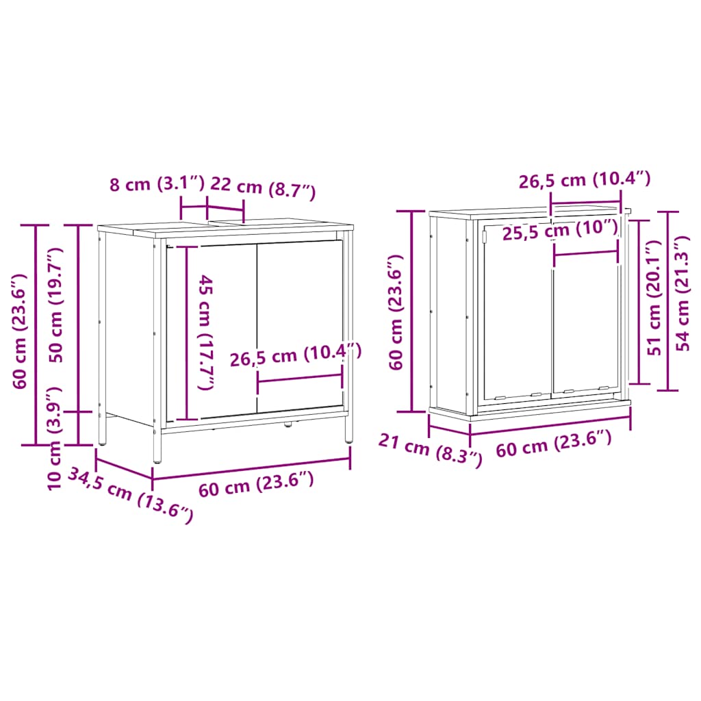 2-delige Badkamermeubelset bewerkt hout zwart eikenhout is nu te koop bij PeponiXL, paradijselijk wonen!
