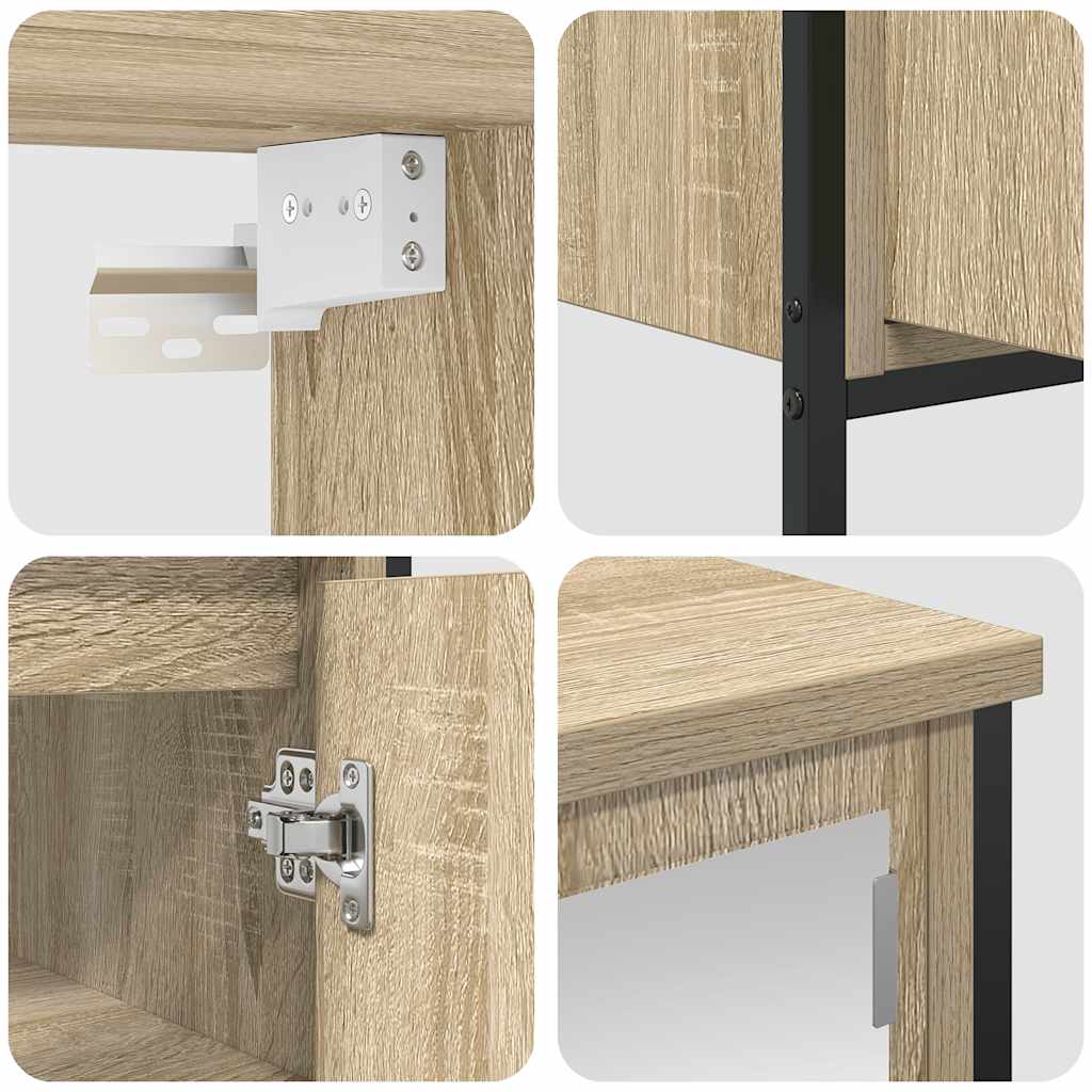 2-delige Badkamermeubelset bewerkt hout sonoma eikenkleurig is nu te koop bij PeponiXL, paradijselijk wonen!