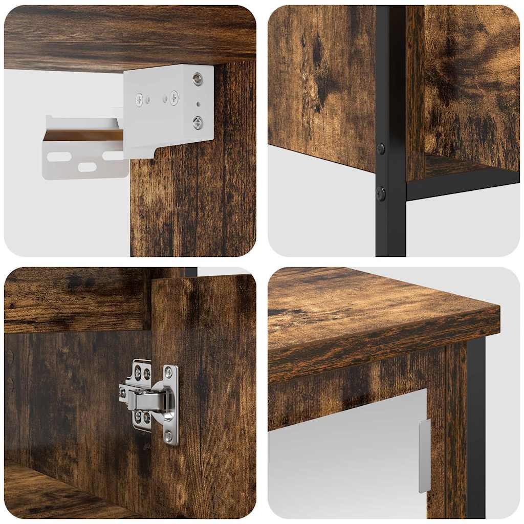 2-delige Badkamermeubelset bewerkt hout gerookt eikenkleurig is nu te koop bij PeponiXL, paradijselijk wonen!