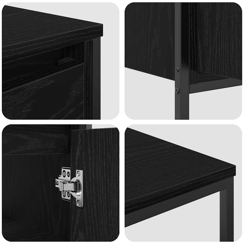 Badkamermeubelset met plank 3 pcs Zwart Eiken Bewerkt hout is nu te koop bij PeponiXL, paradijselijk wonen!