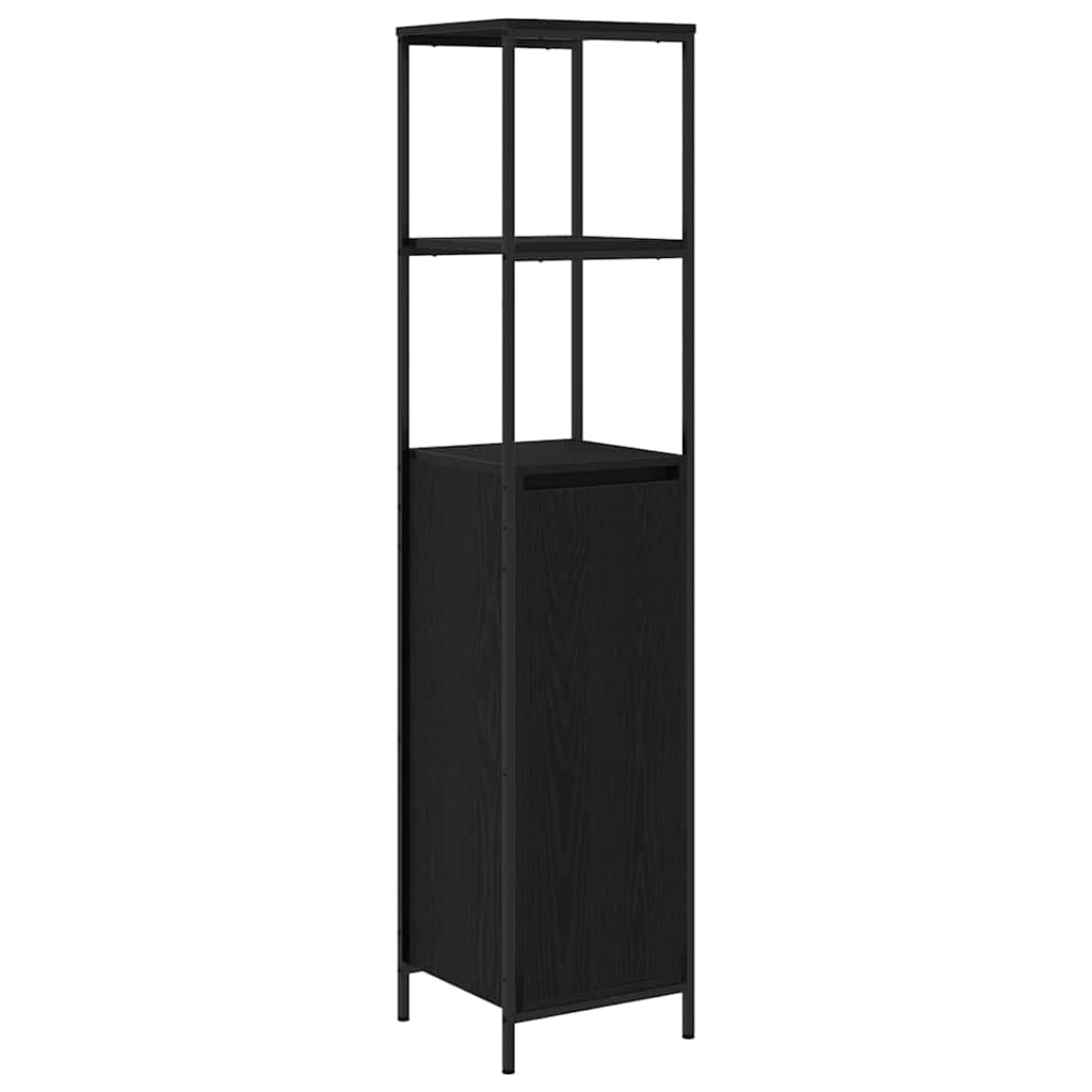 Badkamermeubelset met plank 3 pcs Zwart Eiken Bewerkt hout is nu te koop bij PeponiXL, paradijselijk wonen!