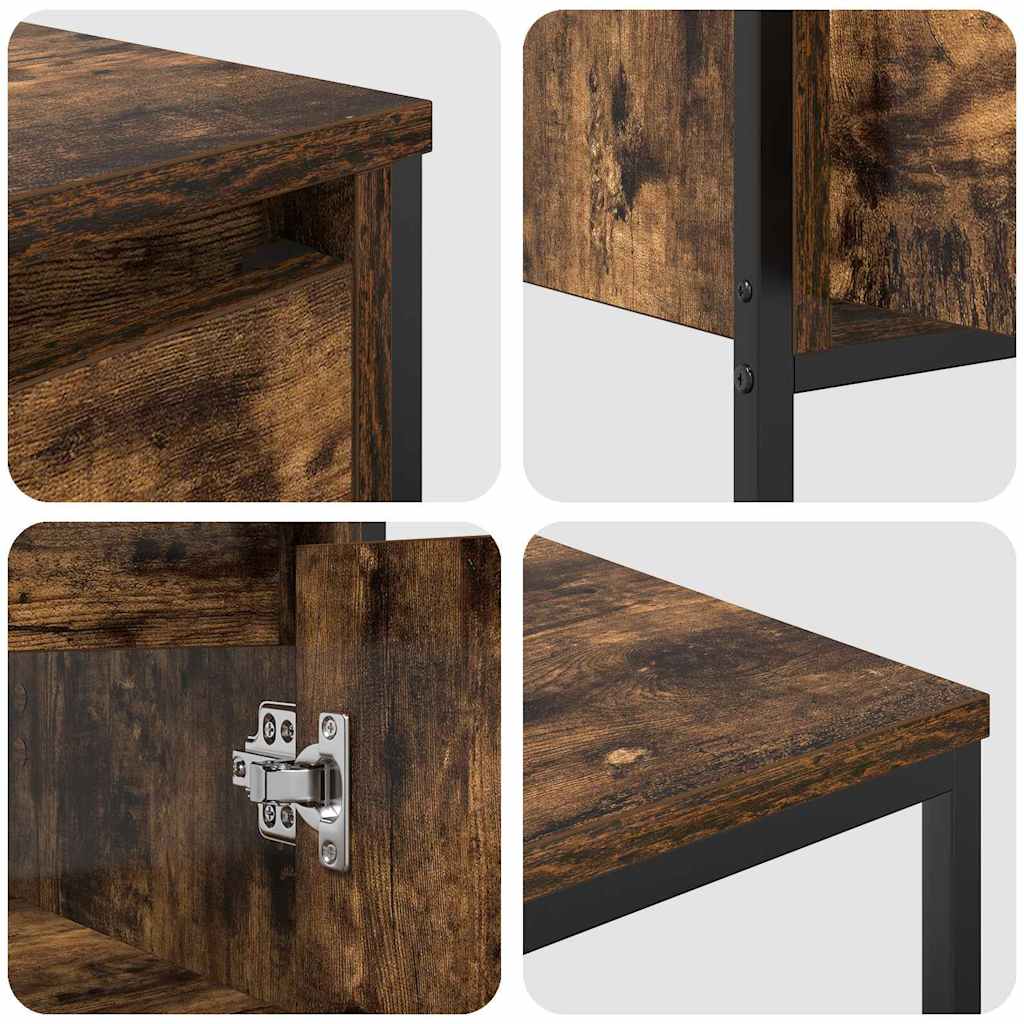 Badkamermeubelset 3 pcs Gerookt Eiken en Zwart Bewerkt hout is nu te koop bij PeponiXL, paradijselijk wonen!