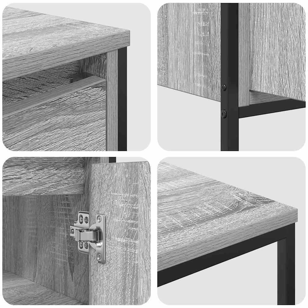 Badkamermeubelset 3 pcs Grijs Sonoma en Zwart Bewerkt hout is nu te koop bij PeponiXL, paradijselijk wonen!