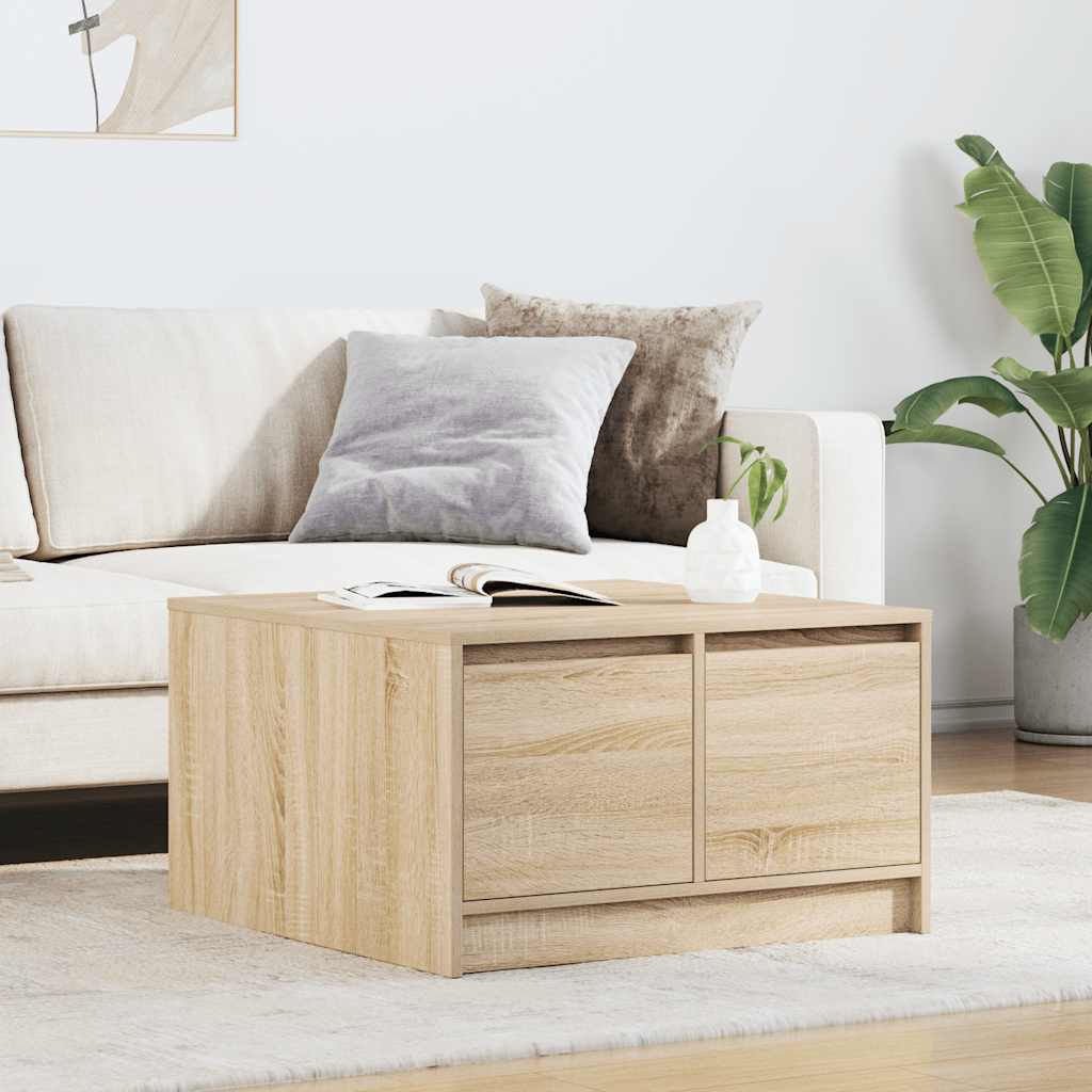 Salontafel met lades 70,5x70x40 cm Sonoma eikenkleurig is nu te koop bij PeponiXL, paradijselijk wonen!