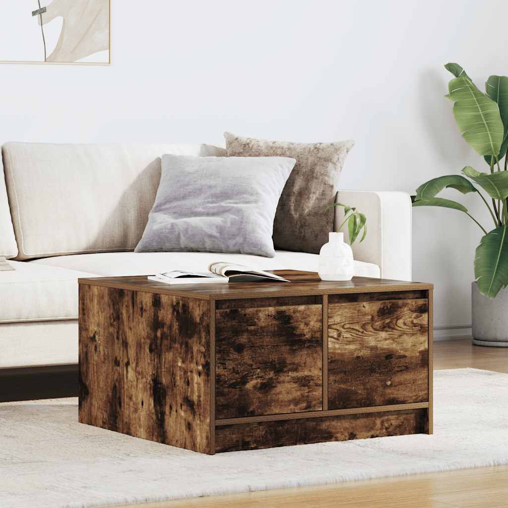 Salontafel met lades 70,5x70x40 cm gerookt eikenkleurig is nu te koop bij PeponiXL, paradijselijk wonen!