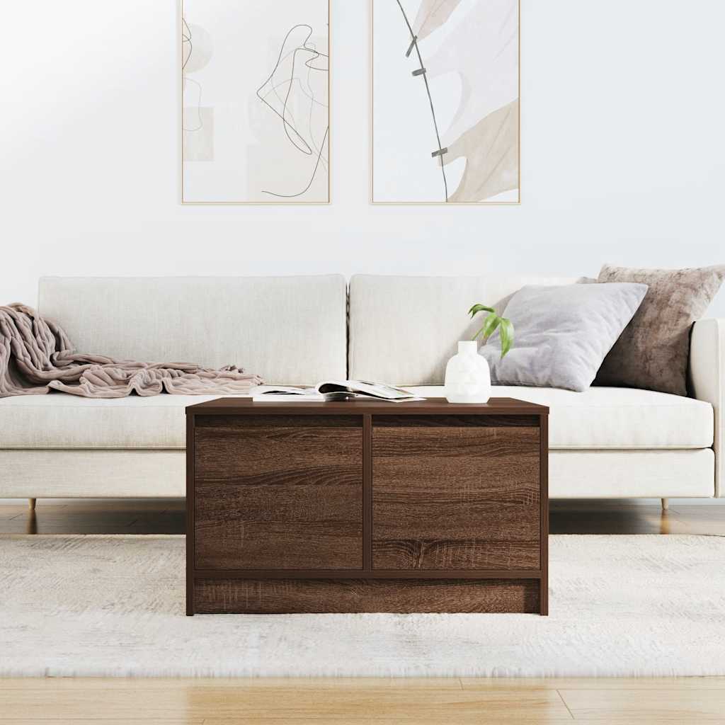 Salontafel met lades 70,5x70x40 cm bruin eikenkleurig is nu te koop bij PeponiXL, paradijselijk wonen!