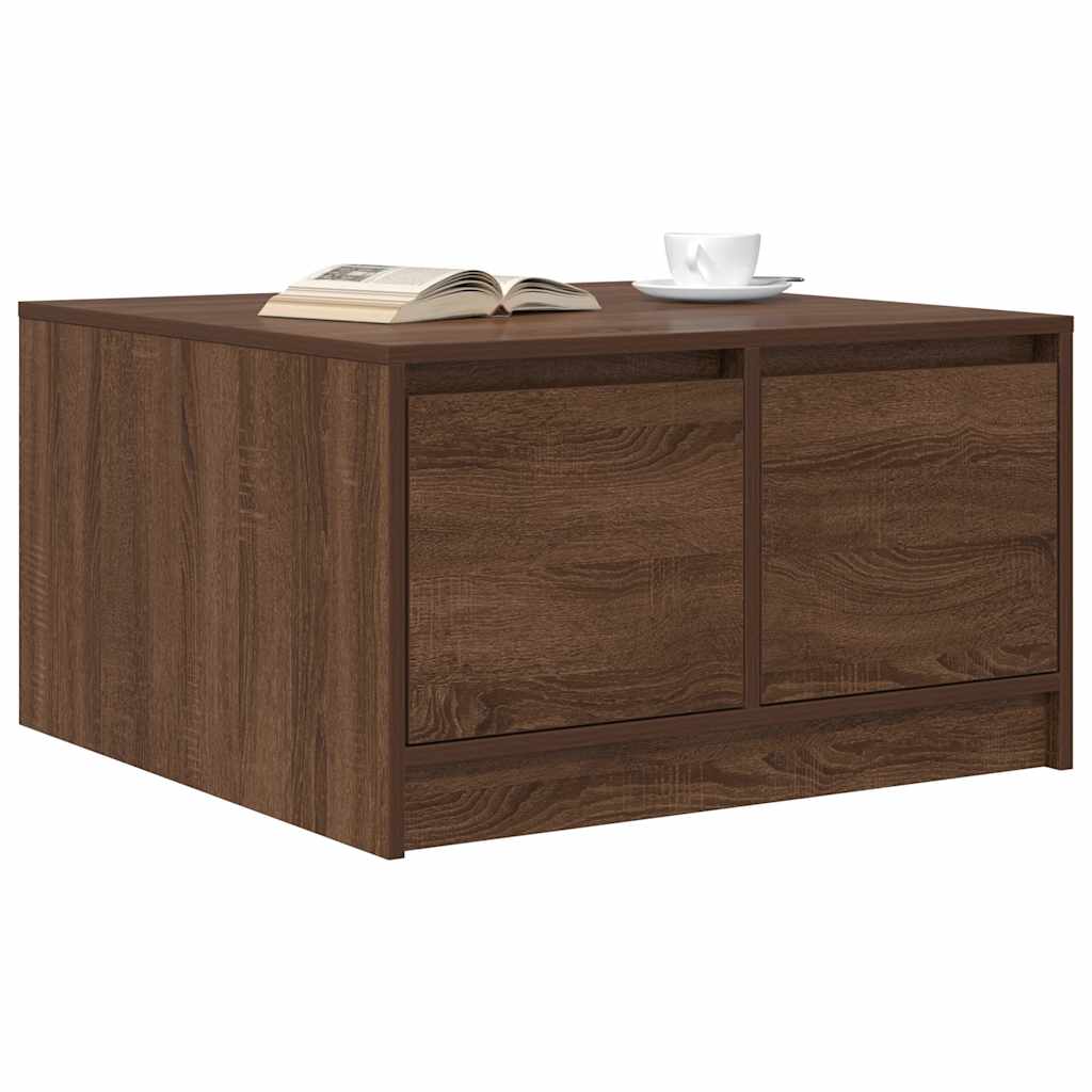 Salontafel met lades 70,5x70x40 cm bruin eikenkleurig is nu te koop bij PeponiXL, paradijselijk wonen!