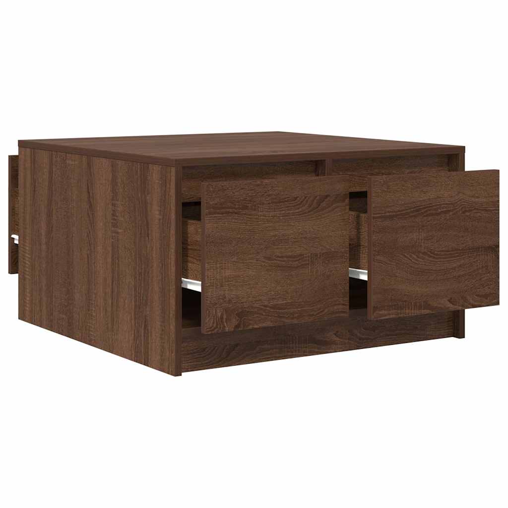 Salontafel met lades 70,5x70x40 cm bruin eikenkleurig is nu te koop bij PeponiXL, paradijselijk wonen!