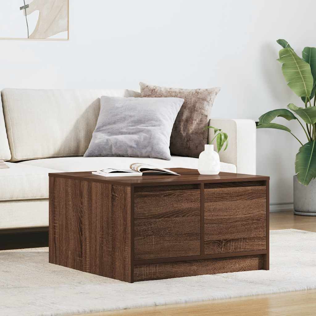 Salontafel met lades 70,5x70x40 cm bruin eikenkleurig is nu te koop bij PeponiXL, paradijselijk wonen!