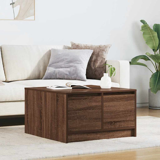 Salontafel met lades 70,5x70x40 cm bruin eikenkleurig is nu te koop bij PeponiXL, paradijselijk wonen!