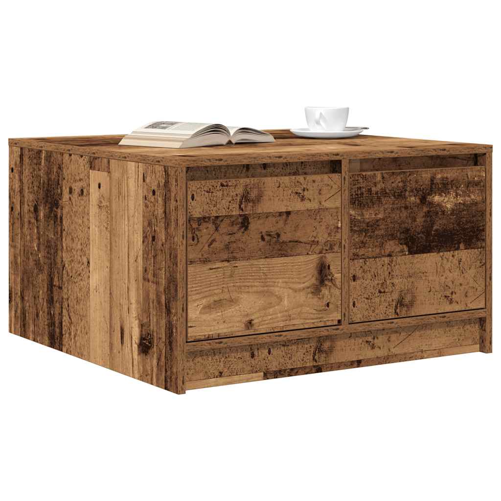 Salontafel met lades 70,5x70x40 cm oud hout is nu te koop bij PeponiXL, paradijselijk wonen!
