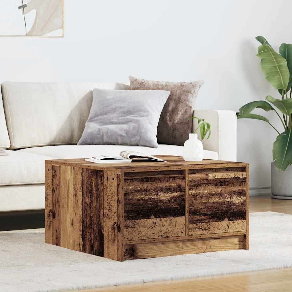 Salontafel met lades 70,5x70x40 cm oud hout is nu te koop bij PeponiXL, paradijselijk wonen!