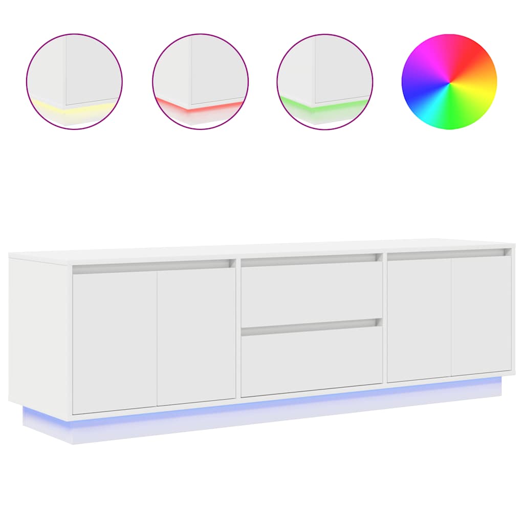 Tv-meubel met LED-verlichting 160,5x41x50 cm wit is nu te koop bij PeponiXL, paradijselijk wonen!