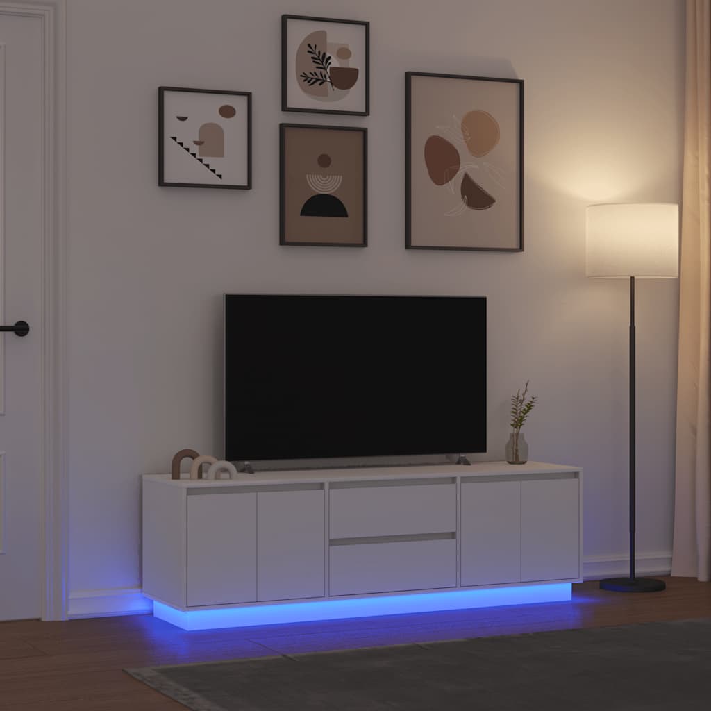 Tv-meubel met LED-verlichting 160,5x41x50 cm wit is nu te koop bij PeponiXL, paradijselijk wonen!