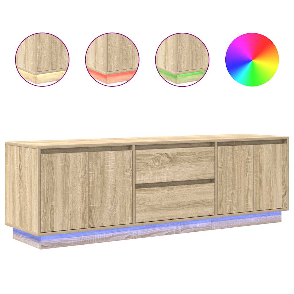 Tv-meubel met LED-verlichting 160,5x41x50 cm sonoma eikenkleur