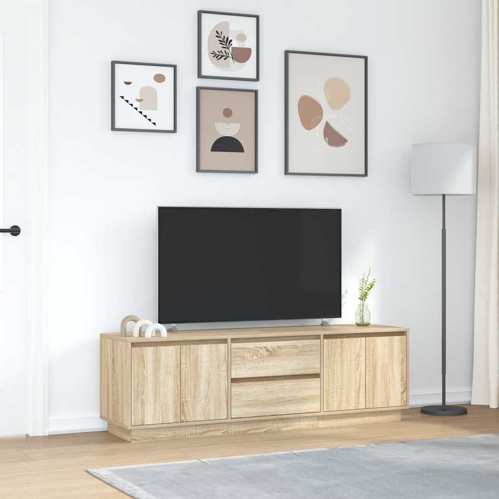 Tv-meubel met LED-verlichting 160,5x41x50 cm sonoma eikenkleur