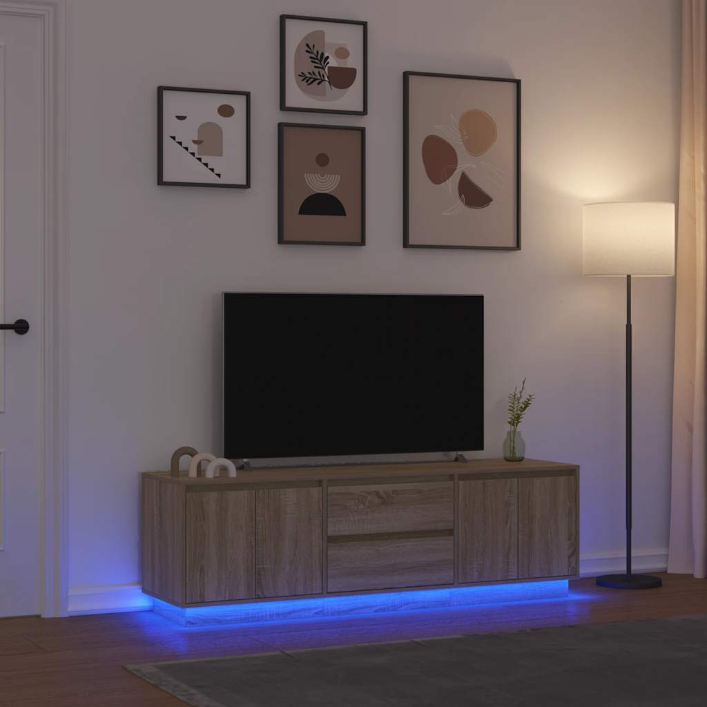 Tv-meubel met LED-verlichting 160,5x41x50 cm sonoma eikenkleur