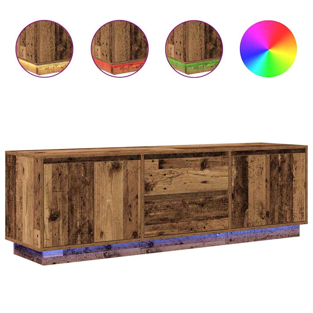 Tv-meubel met LED-verlichting 160,5x41x50 cm oud houtkleurig