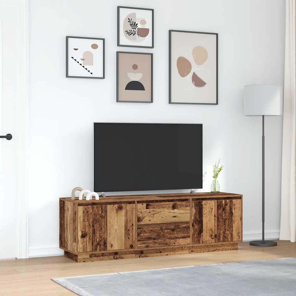 Tv-meubel met LED-verlichting 160,5x41x50 cm oud houtkleurig