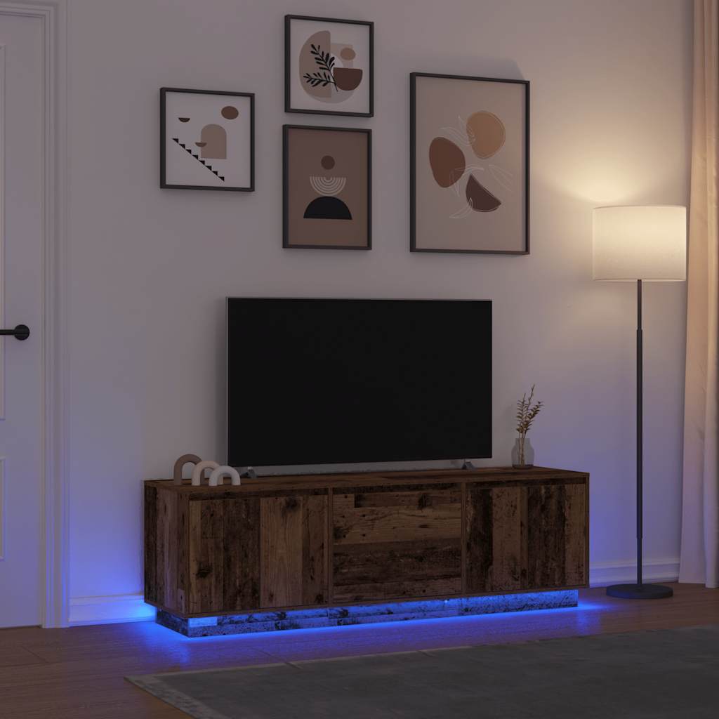 Tv-meubel met LED-verlichting 160,5x41x50 cm oud houtkleurig
