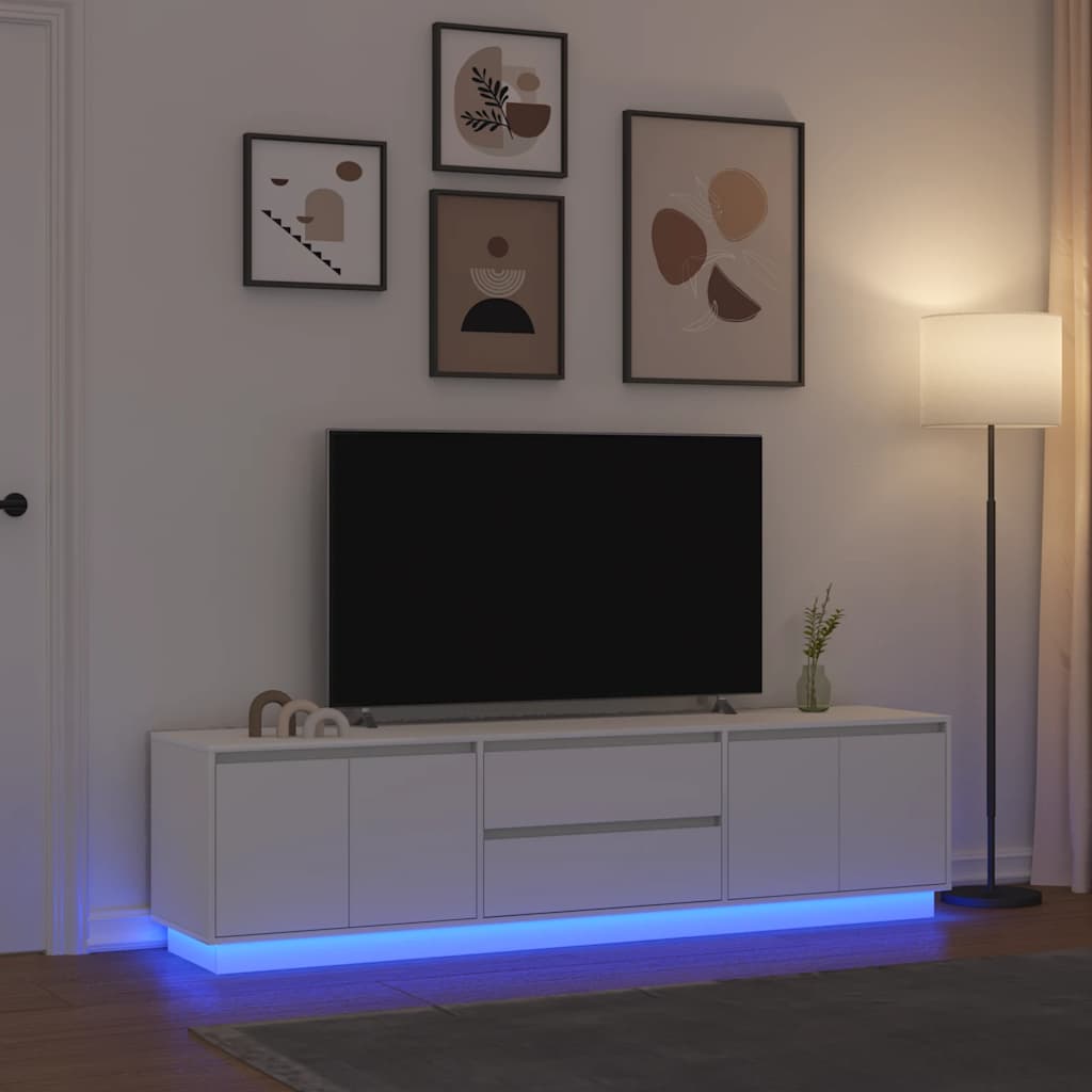 Tv-meubel met LED-verlichting 193,5x41x50 cm wit