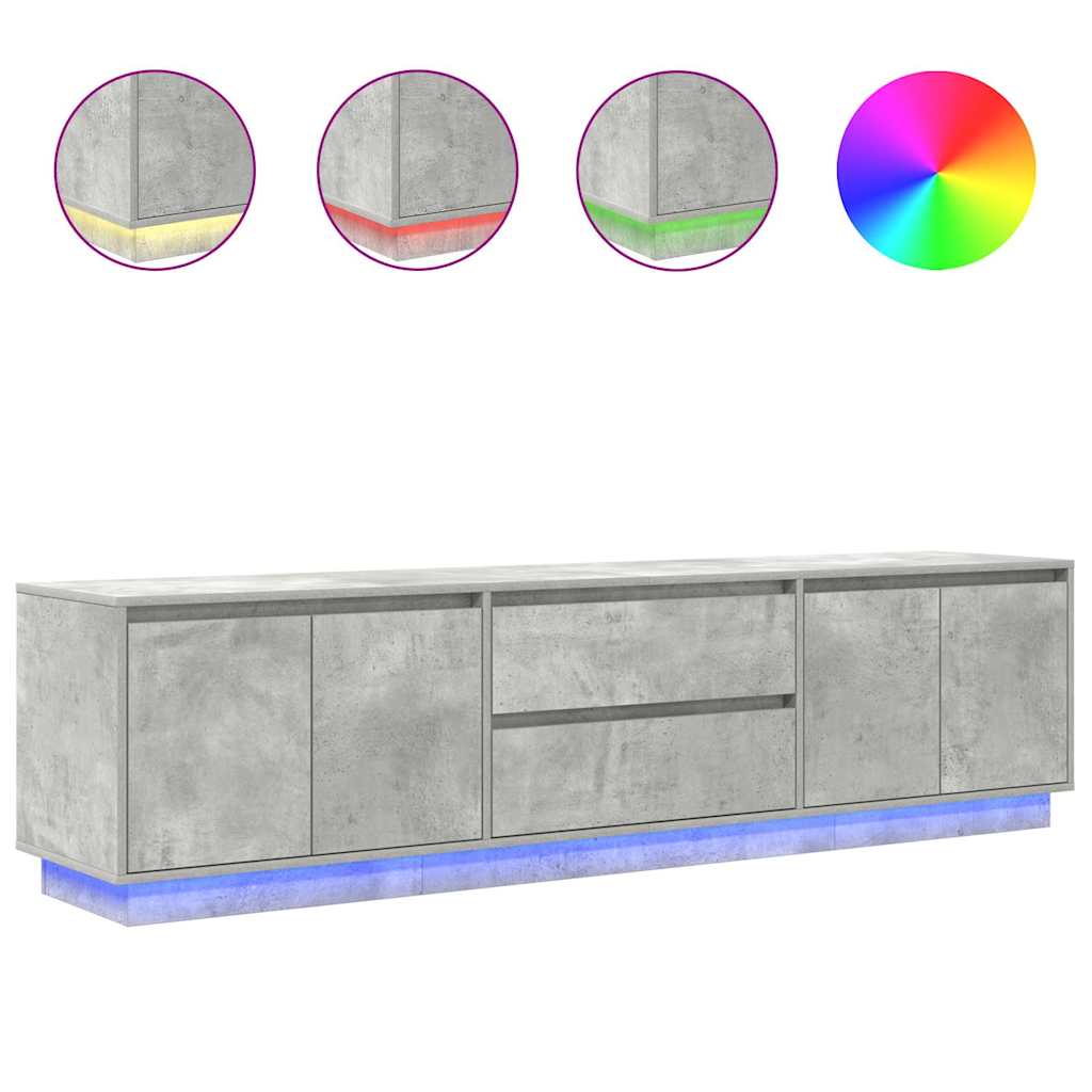 Tv-meubel met LED-verlichting 193,5x41x50 cm betongrijs