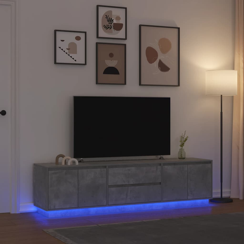 Tv-meubel met LED-verlichting 193,5x41x50 cm betongrijs