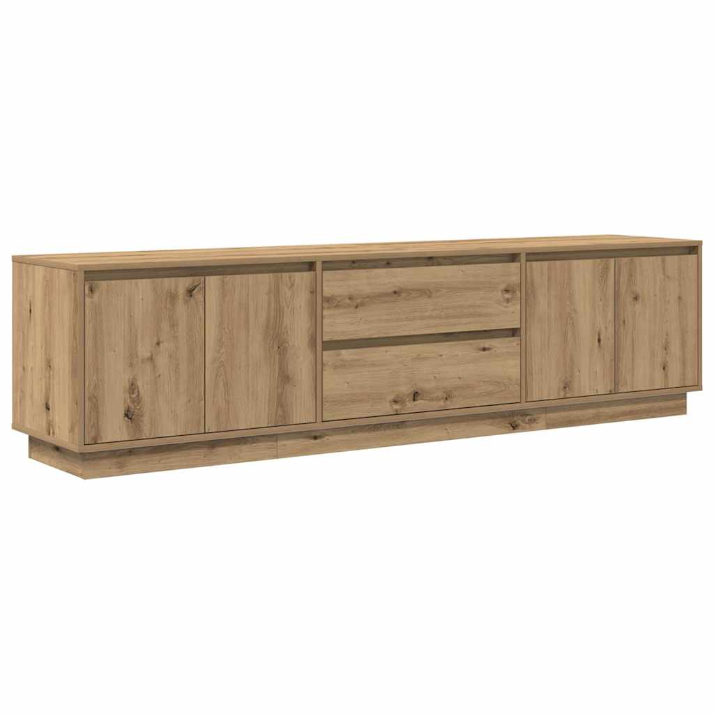 Tv-meubel met LED-verlichting 193,5x41x50 cm artisanaal eiken