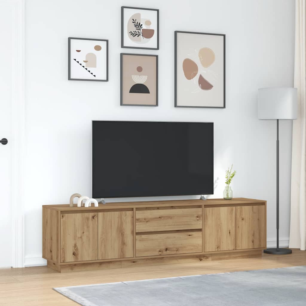 Tv-meubel met LED-verlichting 193,5x41x50 cm artisanaal eiken