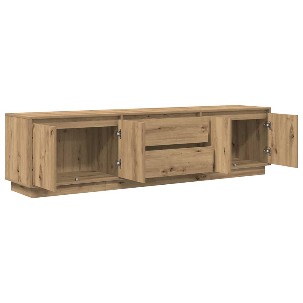 Tv-meubel met LED-verlichting 193,5x41x50 cm artisanaal eiken