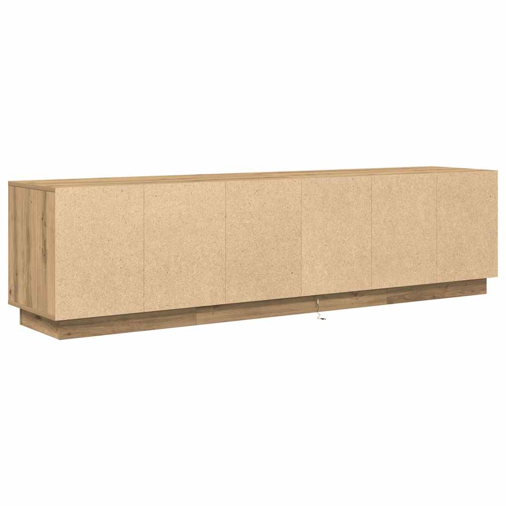 Tv-meubel met LED-verlichting 193,5x41x50 cm artisanaal eiken