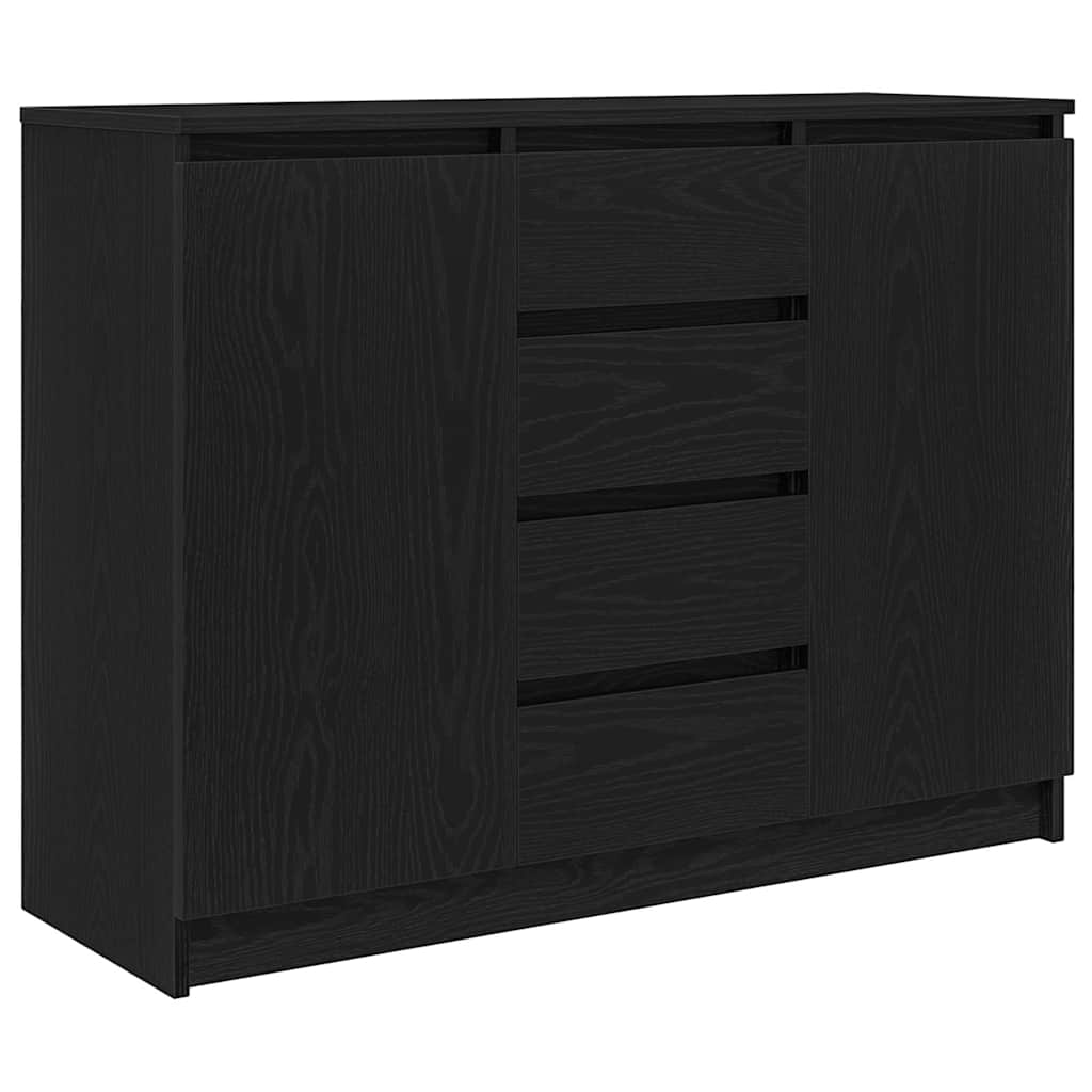 Dressoir met lades 100,5x35x76 cm spaanplaat zwart eikenkleurig is nu te koop bij PeponiXL, paradijselijk wonen!