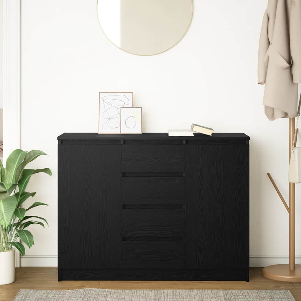 Dressoir met lades 100,5x35x76 cm spaanplaat zwart eikenkleurig is nu te koop bij PeponiXL, paradijselijk wonen!