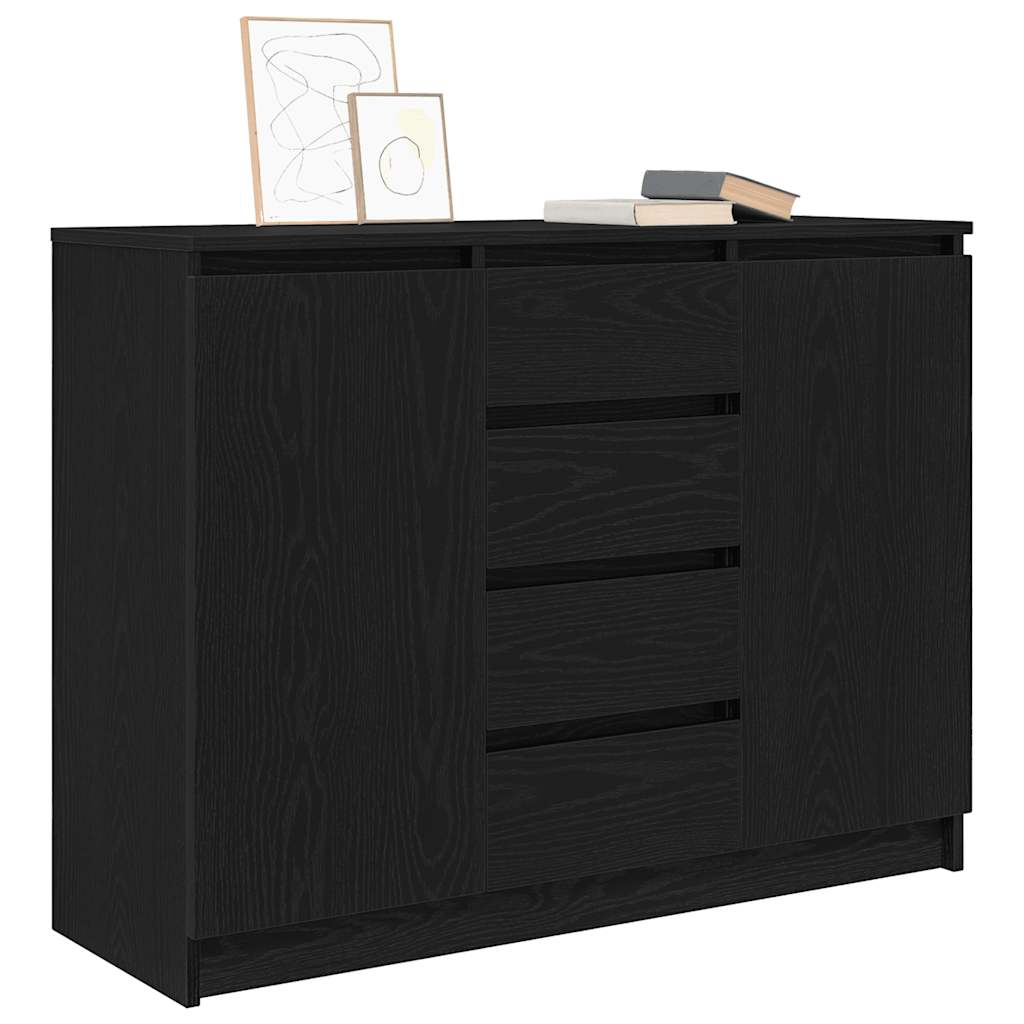 Dressoir met lades 100,5x35x76 cm spaanplaat zwart eikenkleurig is nu te koop bij PeponiXL, paradijselijk wonen!