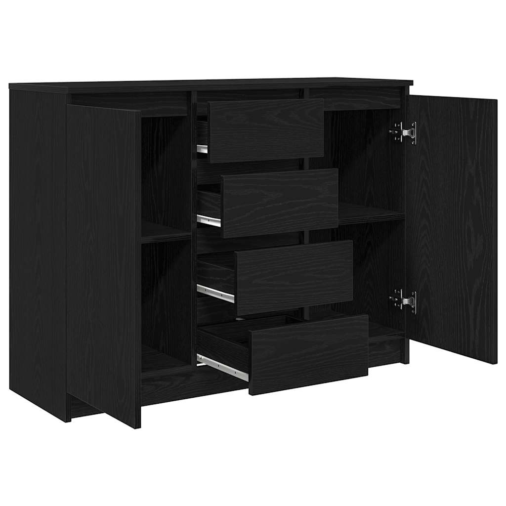 Dressoir met lades 100,5x35x76 cm spaanplaat zwart eikenkleurig is nu te koop bij PeponiXL, paradijselijk wonen!