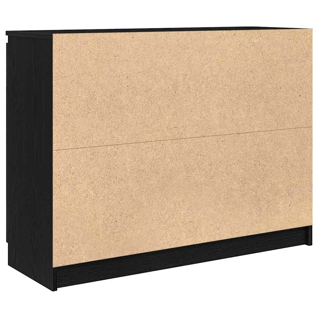 Dressoir met lades 100,5x35x76 cm spaanplaat zwart eikenkleurig is nu te koop bij PeponiXL, paradijselijk wonen!