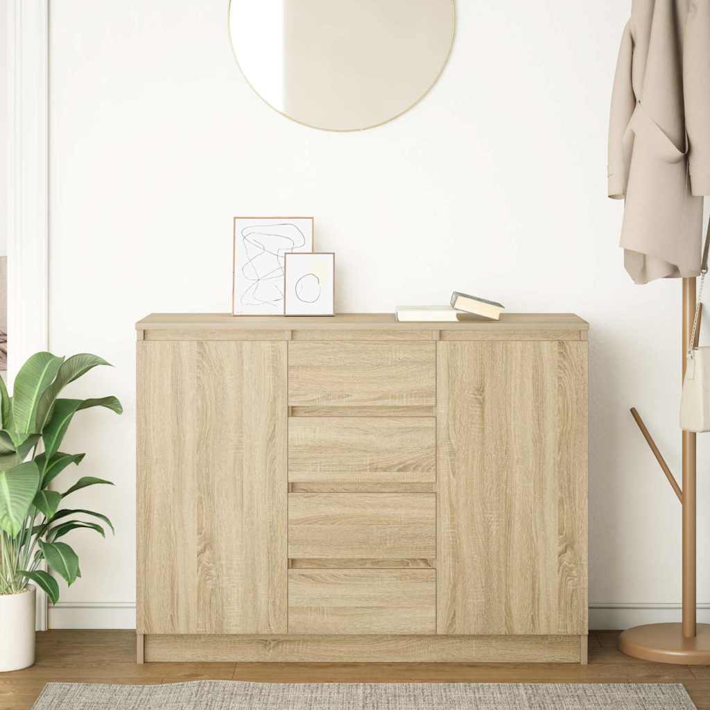 Dressoir met lades 100,5x35x76cm spaanplaat sonoma eikenkleurig is nu te koop bij PeponiXL, paradijselijk wonen!