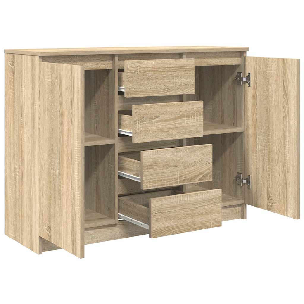 Dressoir met lades 100,5x35x76cm spaanplaat sonoma eikenkleurig is nu te koop bij PeponiXL, paradijselijk wonen!