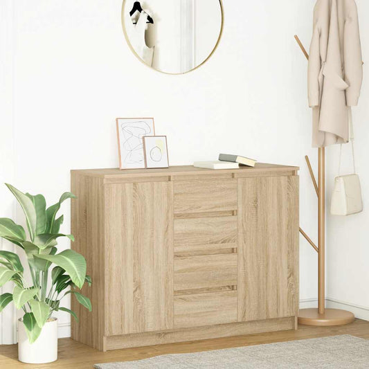 Dressoir met lades 100,5x35x76cm spaanplaat sonoma eikenkleurig is nu te koop bij PeponiXL, paradijselijk wonen!
