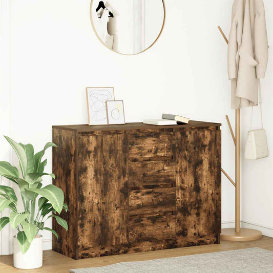 Dressoir met lades 100,5x35x76 cm spaanplaat gerookt eiken is nu te koop bij PeponiXL, paradijselijk wonen!
