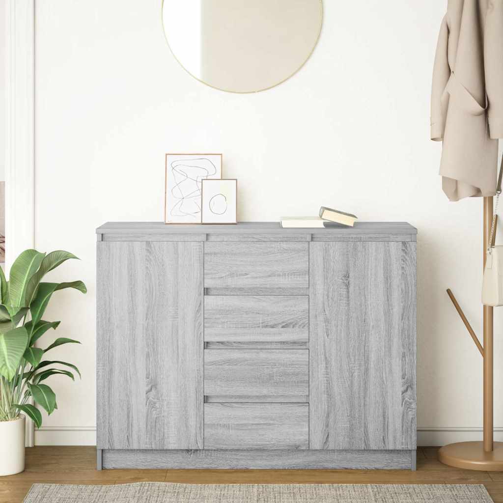Dressoir met lades 100,5x35x76 cm spaanplaat grijs Sonoma is nu te koop bij PeponiXL, paradijselijk wonen!