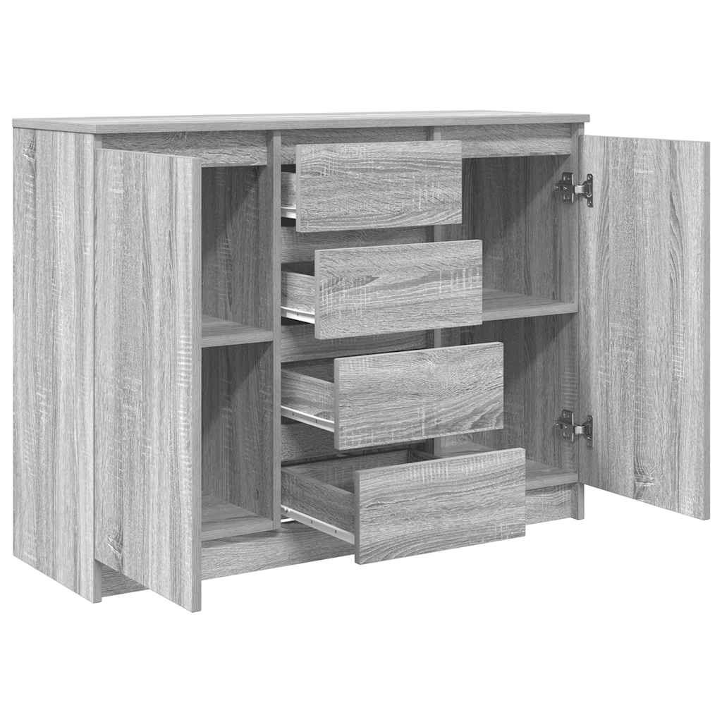 Dressoir met lades 100,5x35x76 cm spaanplaat grijs Sonoma is nu te koop bij PeponiXL, paradijselijk wonen!