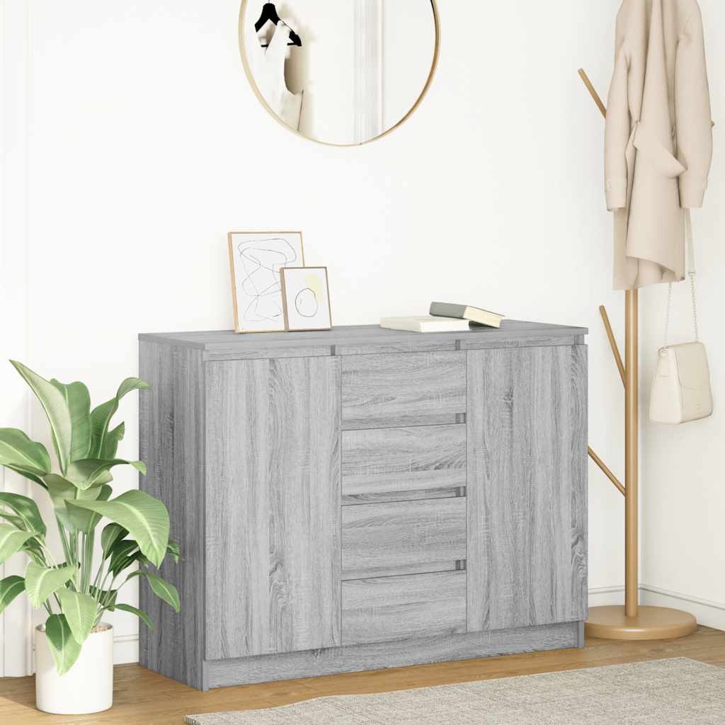 Dressoir met lades 100,5x35x76 cm spaanplaat grijs Sonoma is nu te koop bij PeponiXL, paradijselijk wonen!