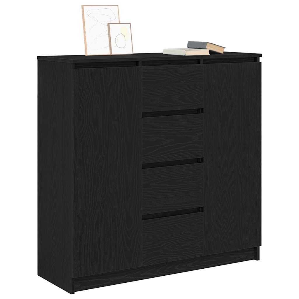Dressoir met lades 100,5x35x98,5 cm spaanplaat zwart eiken is nu te koop bij PeponiXL, paradijselijk wonen!