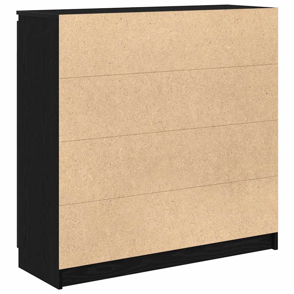 Dressoir met lades 100,5x35x98,5 cm spaanplaat zwart eiken is nu te koop bij PeponiXL, paradijselijk wonen!