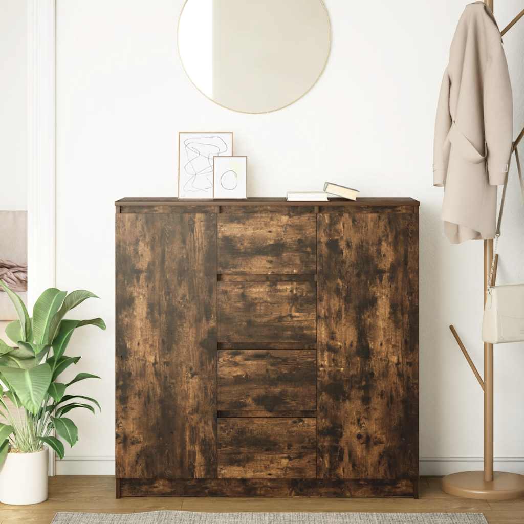 Dressoir met lades 100,5x35x98,5cm spaanplaat gerookt eikenhout is nu te koop bij PeponiXL, paradijselijk wonen!