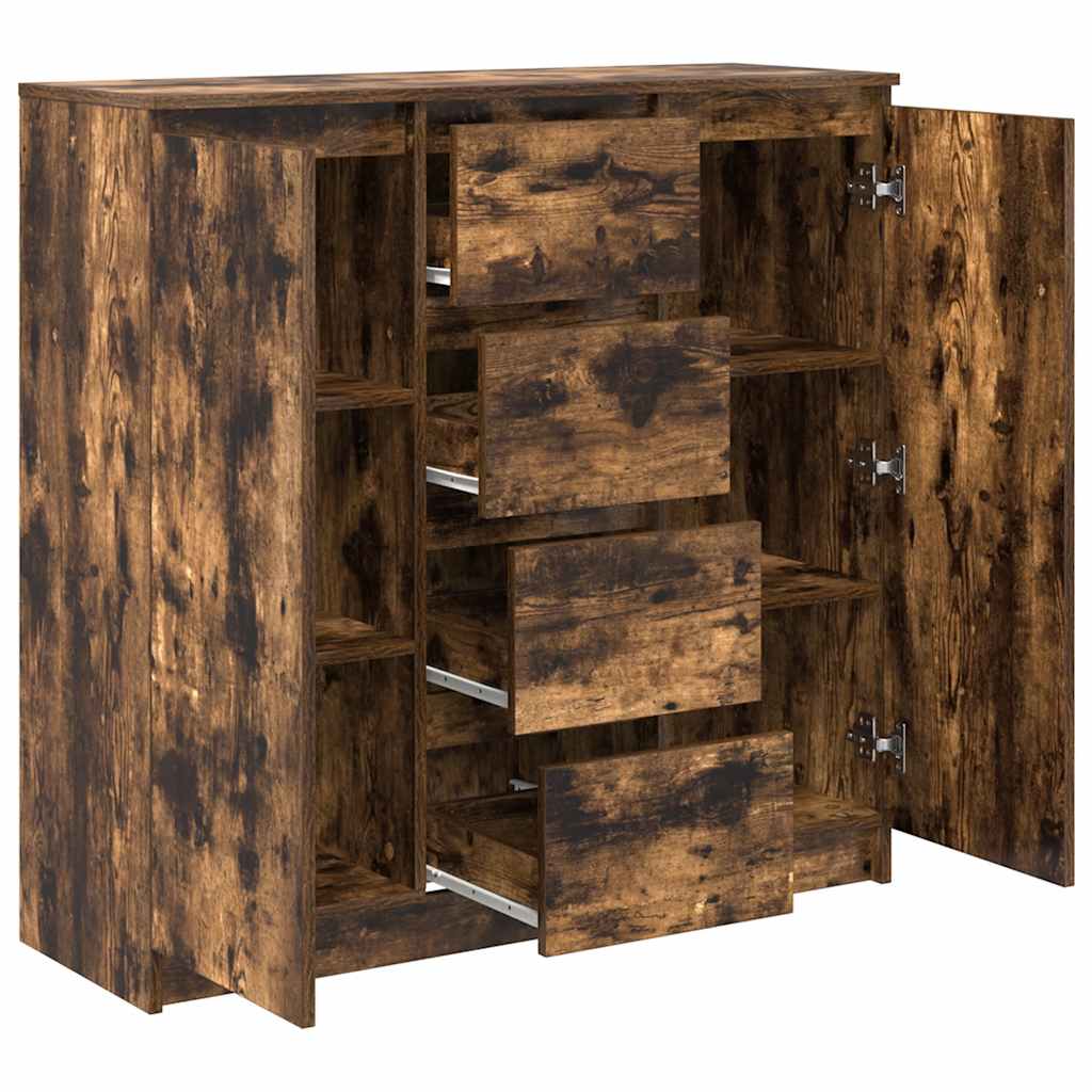 Dressoir met lades 100,5x35x98,5cm spaanplaat gerookt eikenhout is nu te koop bij PeponiXL, paradijselijk wonen!