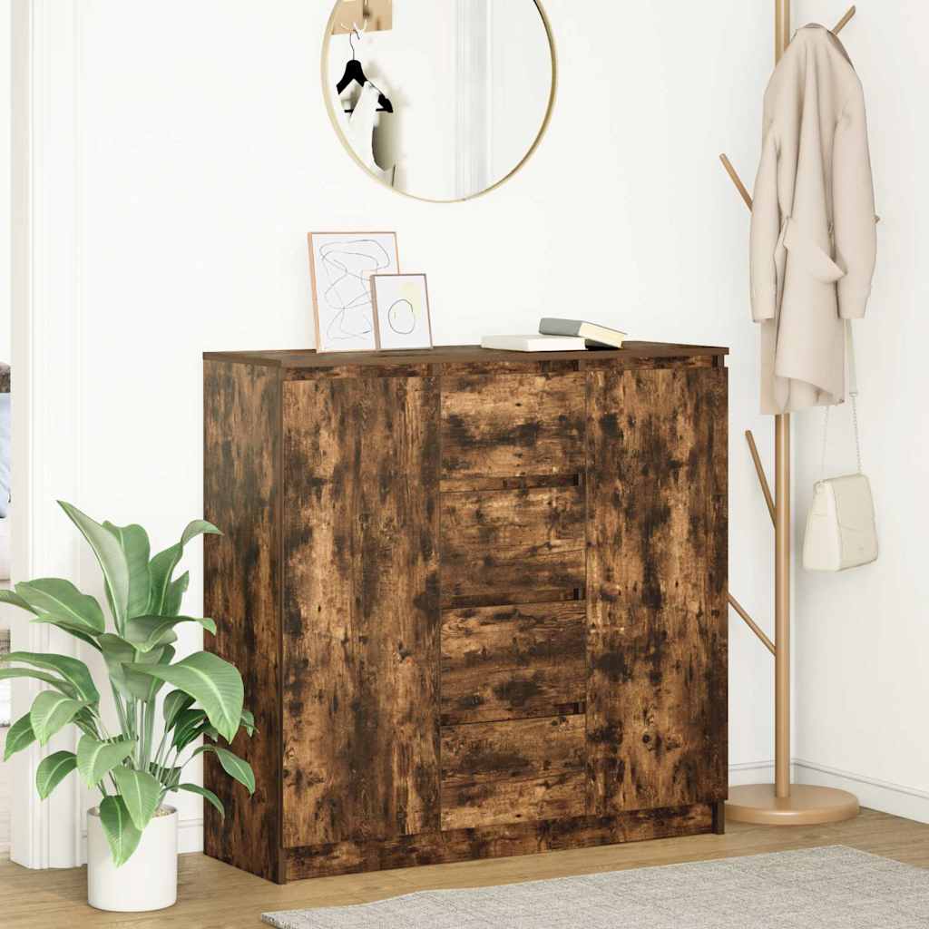 Dressoir met lades 100,5x35x98,5cm spaanplaat gerookt eikenhout is nu te koop bij PeponiXL, paradijselijk wonen!