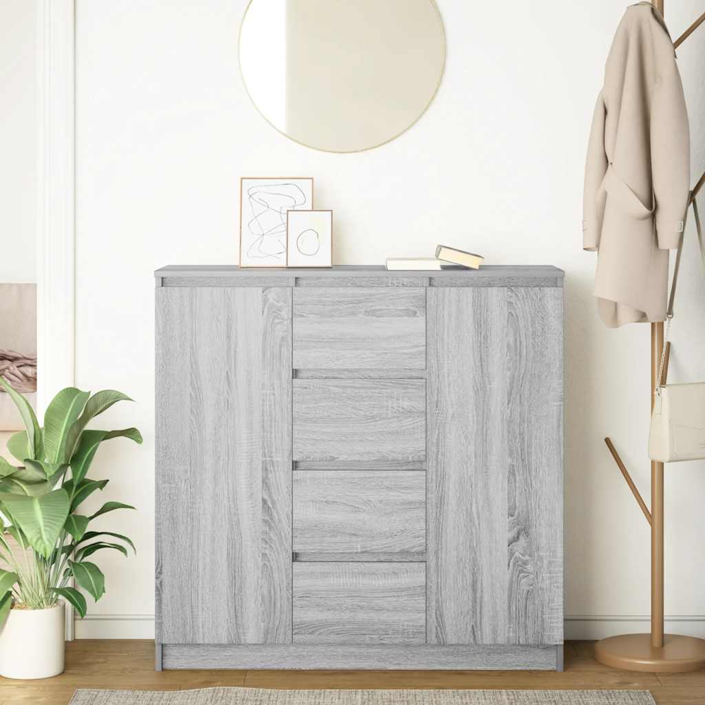 Dressoir met lades 100,5x35x98,5 cm spaanplaat grijs Sonoma is nu te koop bij PeponiXL, paradijselijk wonen!